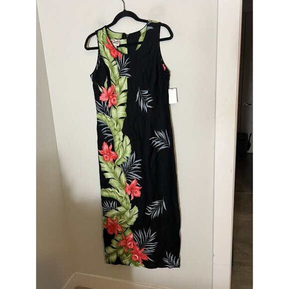 Vintage Hilo Hattie Hawaiian Hibiscus Midi Sleeveless Dress Size Medium - Picture 1 of 12